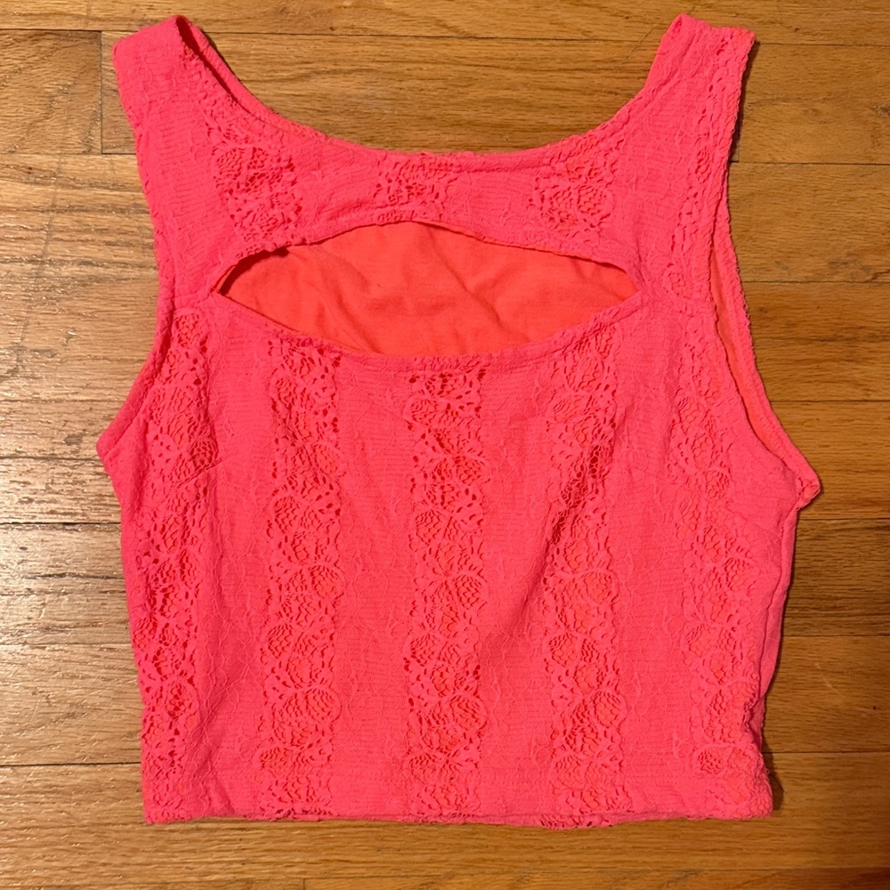 Neon Pink Lace Sleeveless Top